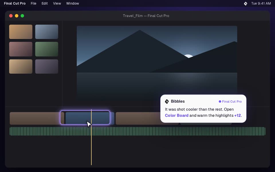 Bibbles explaining how to warm a clip in Final Cut Pro